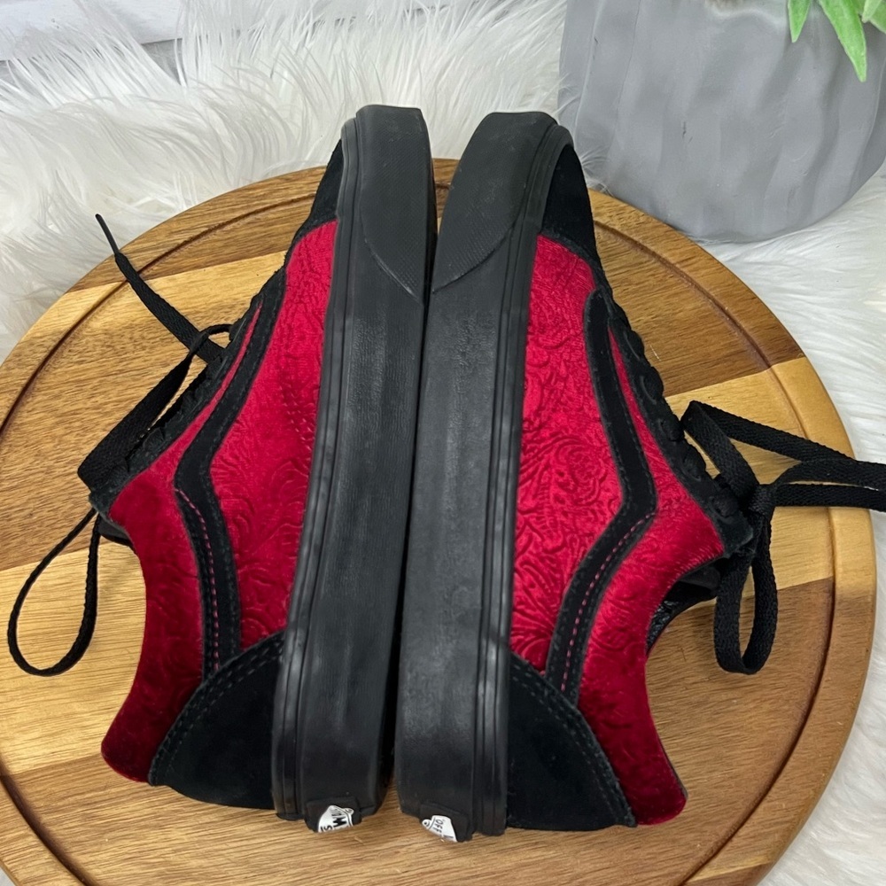 Vans Old Skool Velvet Parisian Night Sneaker Velvet Pack Cerise Red/Black 5.5 - Picture 8 of 11